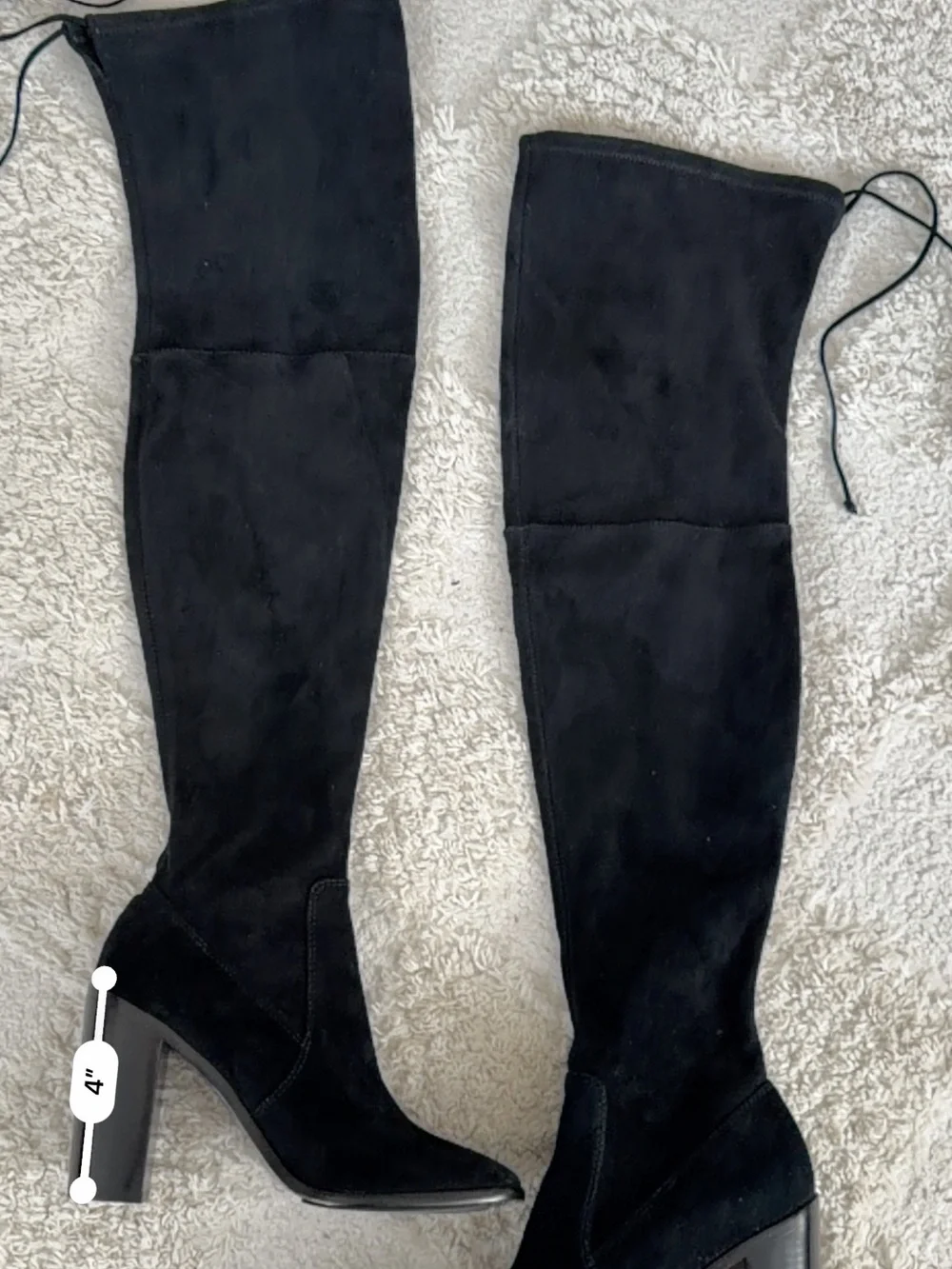 FRYE Black Over-the-Knee Thigh High Heeled Suede Boots